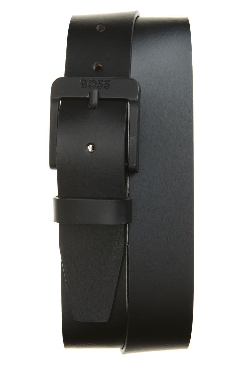 Jemio Leather Belt, Main, color, BLACK
