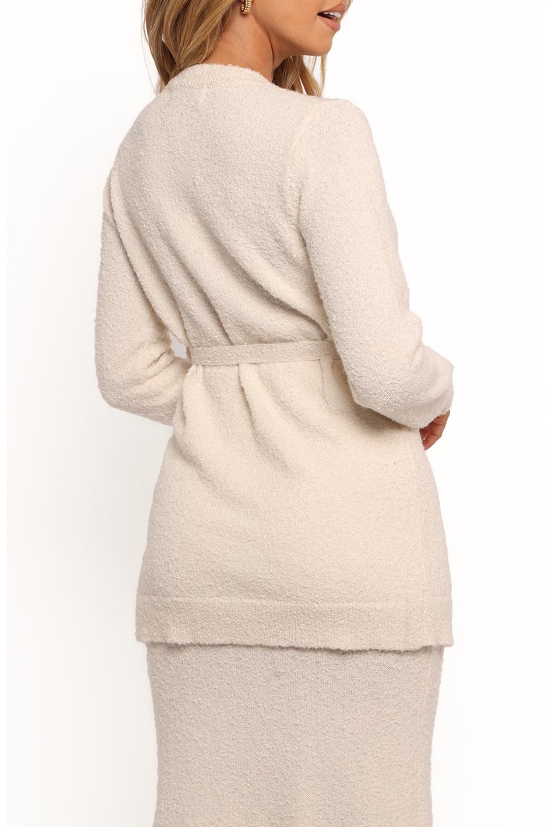 Charmelle Tie Waist Bouclé Cardigan, Alternate, color, WHITE