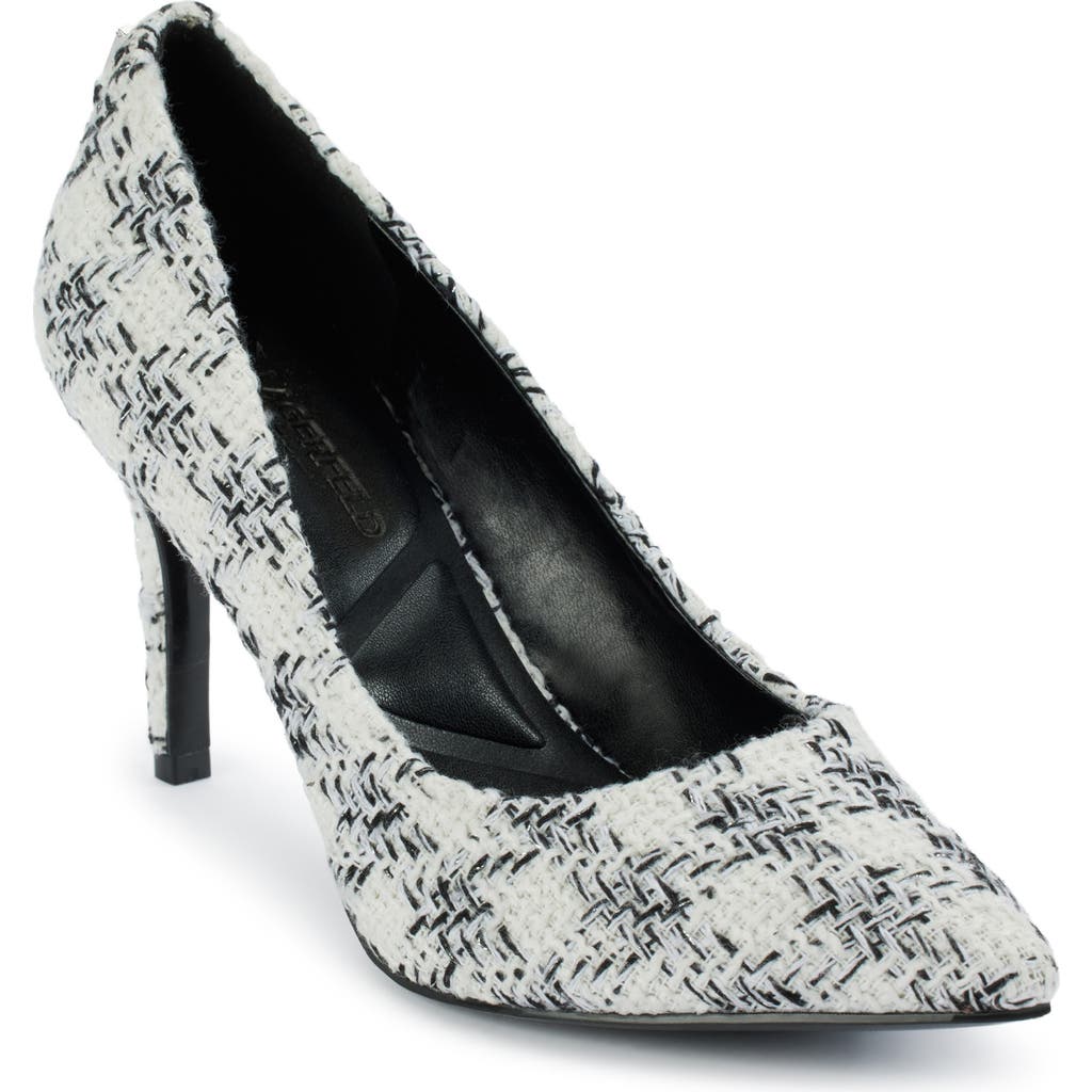 Karl Lagerfeld Paris Royale Pointed Toe Pump In White/black
