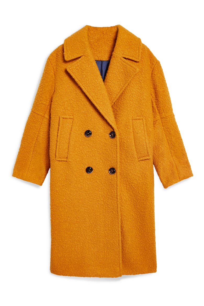Bouclé Button Front Coat, Alternate, color, MUSTARD