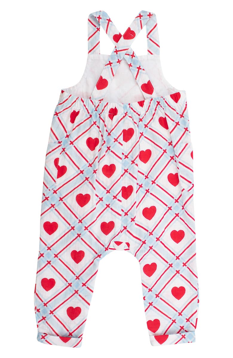 RuggedButts Sweetheart Plaid Cotton Gauze Overalls, Alternate, color, Blue