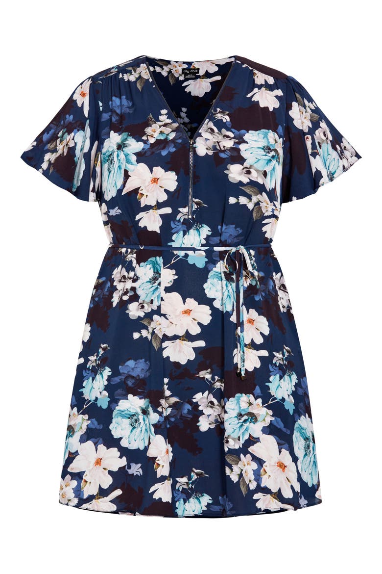 Megan Floral Print Minidress, Alternate, color, NAVY PRINT