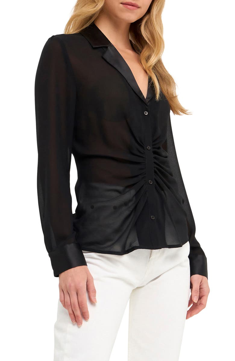 Endless Rose Ruched Front Chiffon Shirt, Alternate, color,