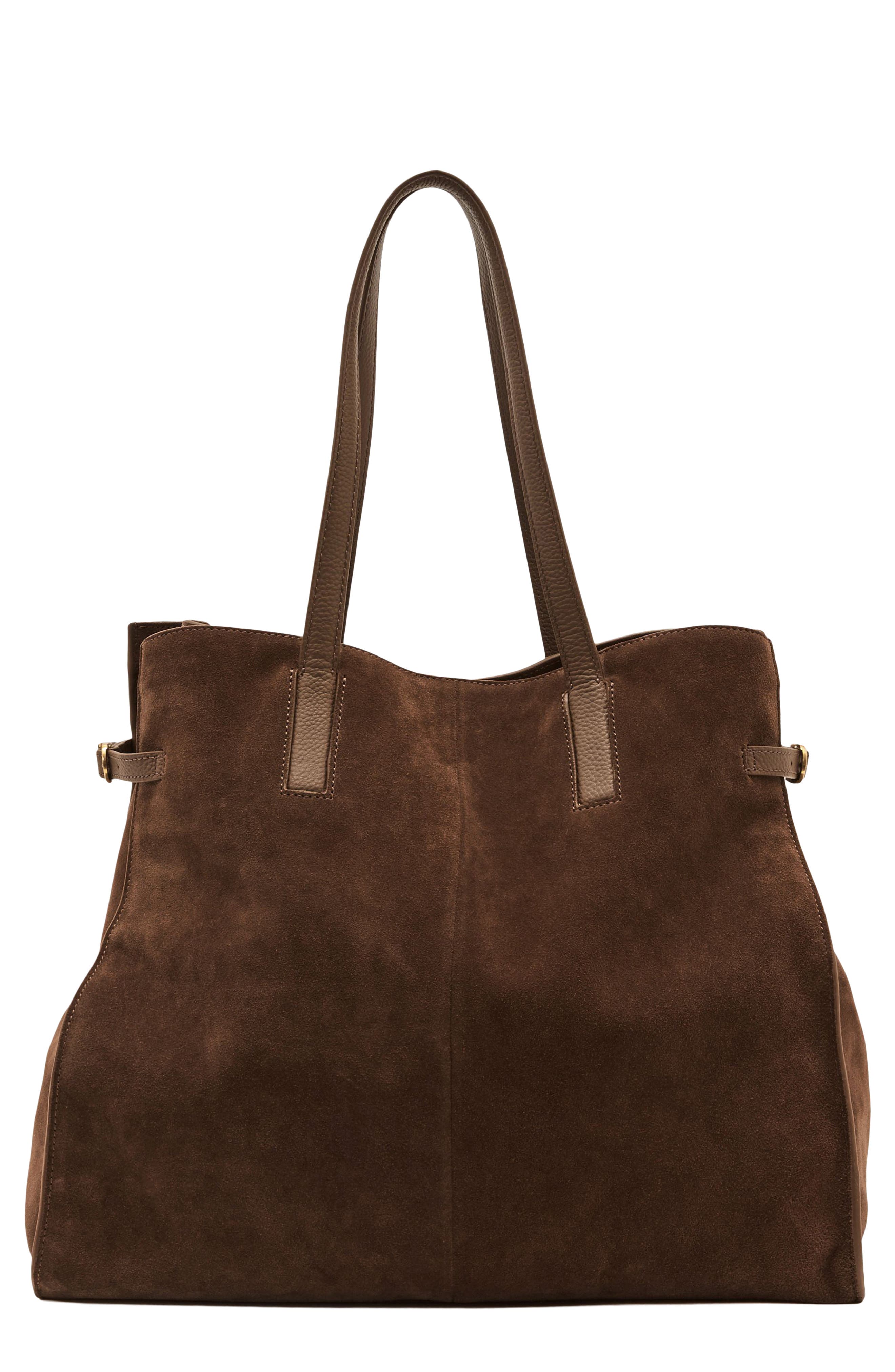 Indigo Oversize Suede Tote, Main, color, TAN