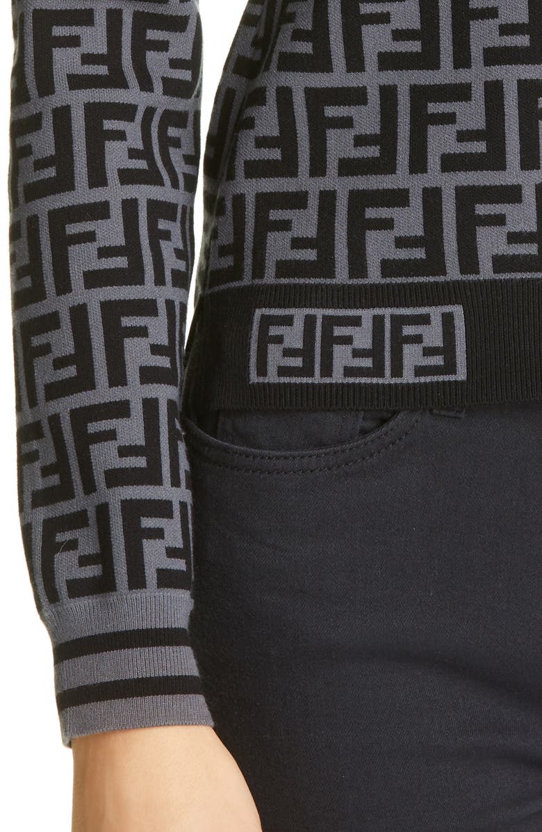 Fendi FF Logo Jacquard Sweater, Alternate, color, 