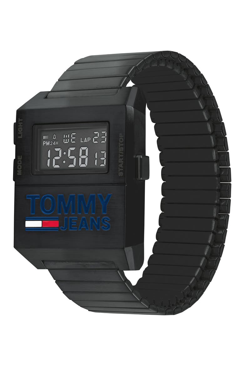 Digital Stretch Bracelet Watch, 32.5mm x 42mm, Alternate, color, BLACK
