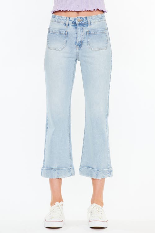 Kancan Angelina High Rise Cropped Flare Jeans In Blue