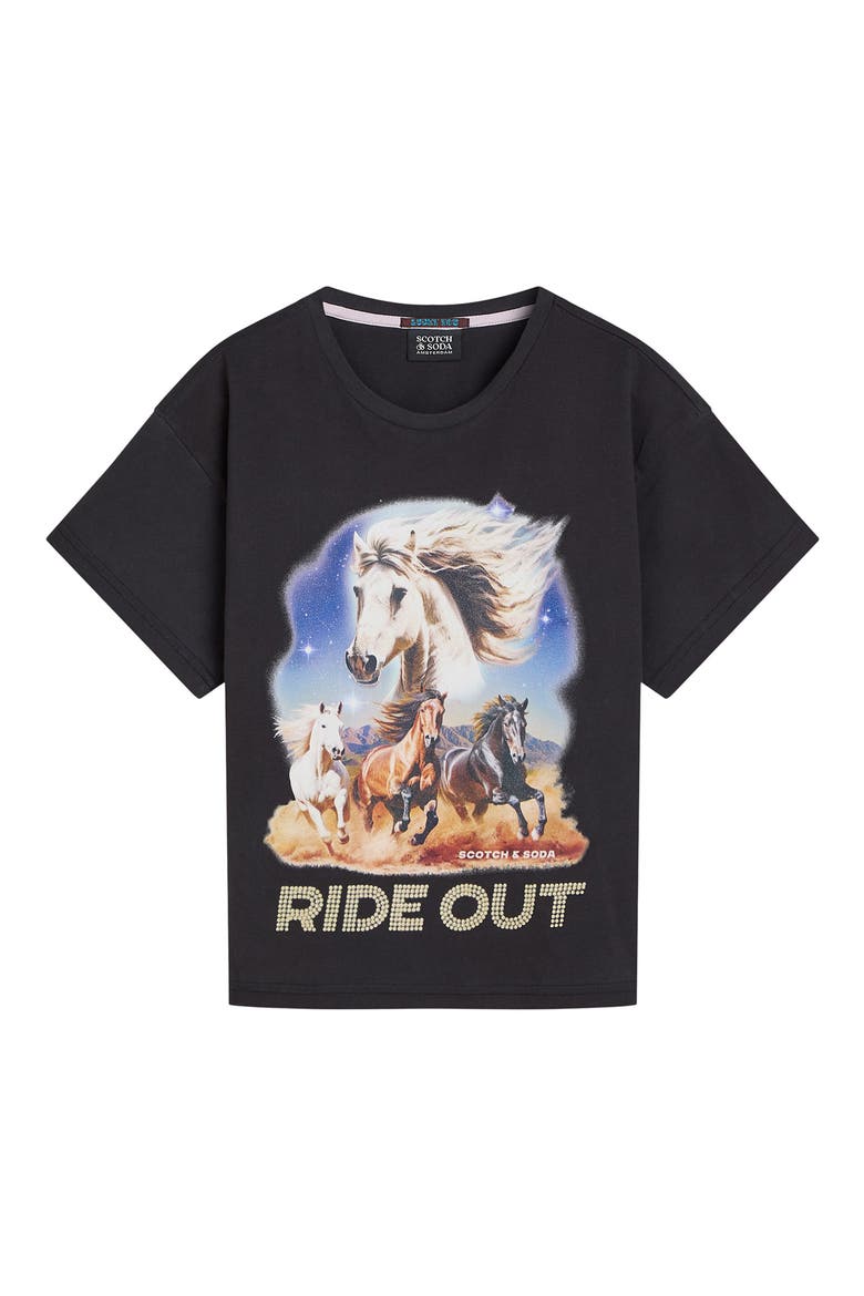 Kids' Horse Organic Cotton Graphic T-Shirt, Main, color, METEORITE