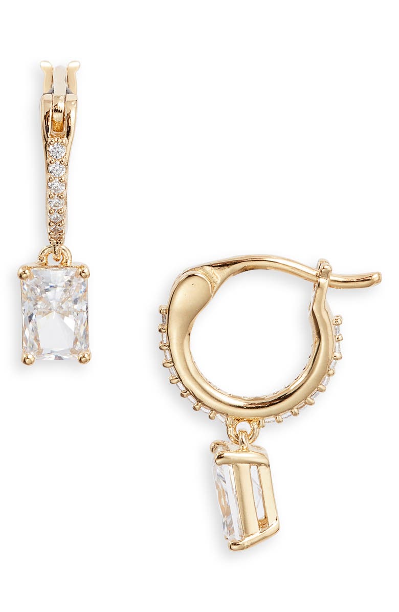 Nadri Emerald Isle Cubic Zirconia Hoop Earrings, Main, color, Gold/ Clear