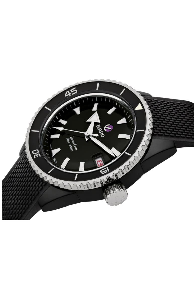 Captain Cook High Tech Ceramic Automatic Bracelet Watch, 43mm, Alternate, color, BLACK