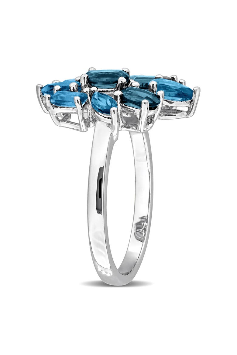 Gemstone Cluster Ring Sterling Silver, Alternate, color, London-Blue Topaz