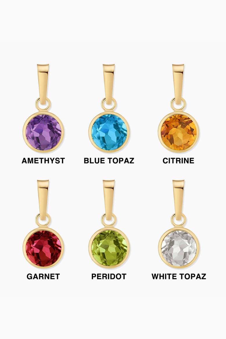 14K Yellow Gold Vivid Round Pendant Charm, Alternate, color, Yellow Gold, Blue Topaz