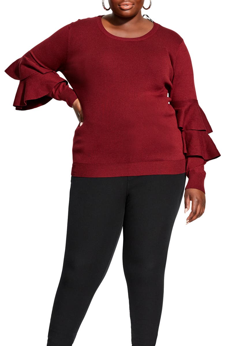 City Chic Flaunt Sleeve Sweater, Main, color,