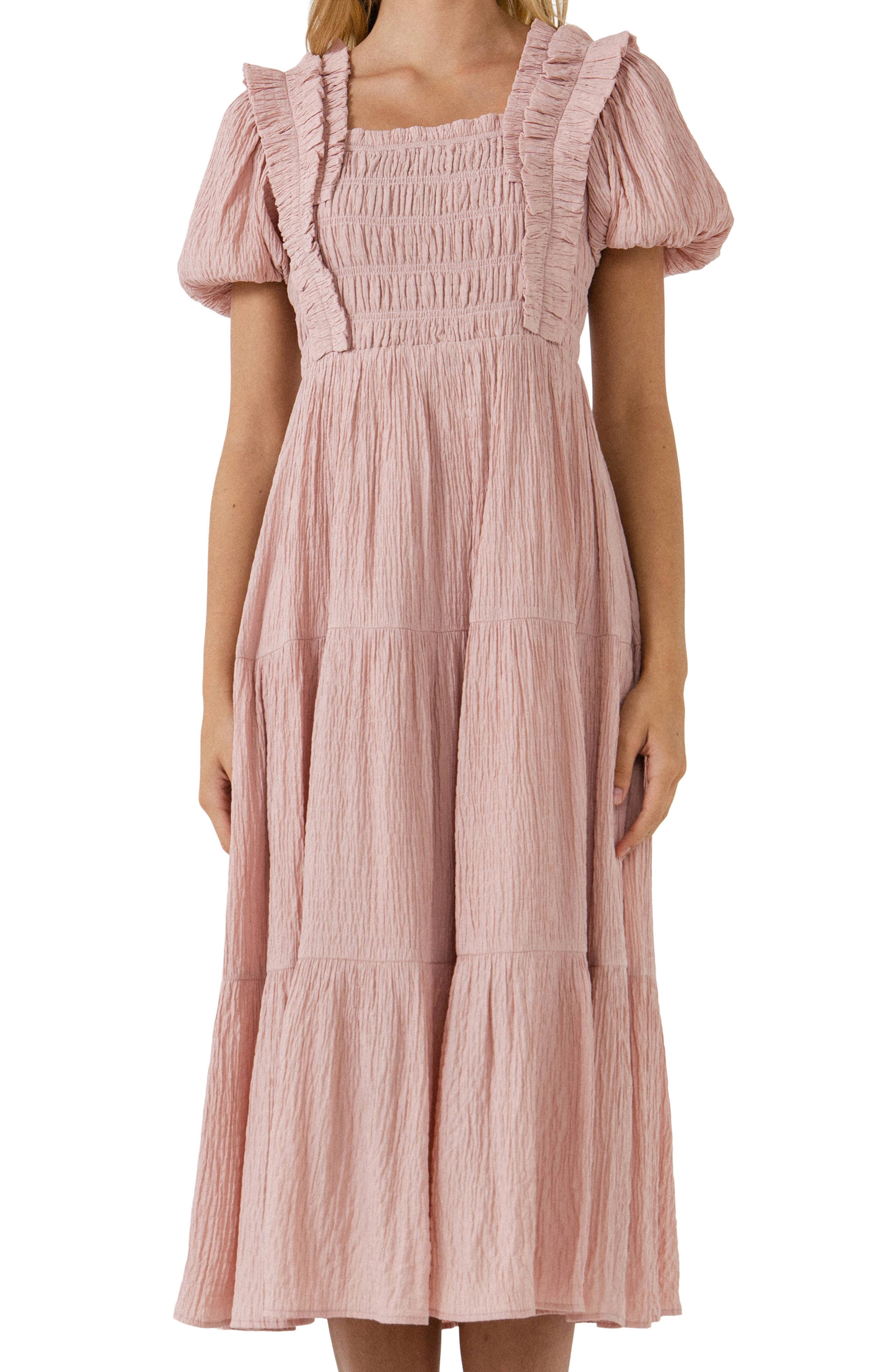 English Factory Smock Bodice Puff Sleeve Dress (Women) | Nordstromrack