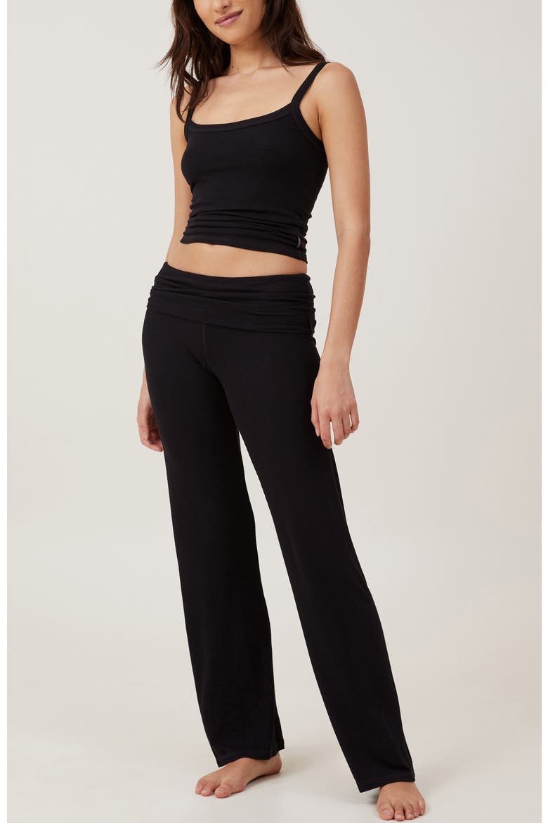 Women's Airy Soft Roll Waist Pant, Alternate, color, Ribbed Black