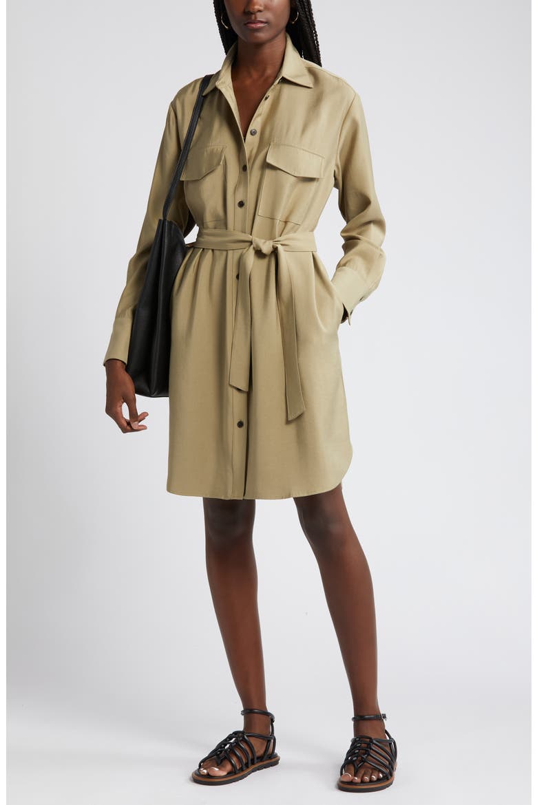 Long Sleeve Belted Shirtdress, Alternate, color, OLIVE
