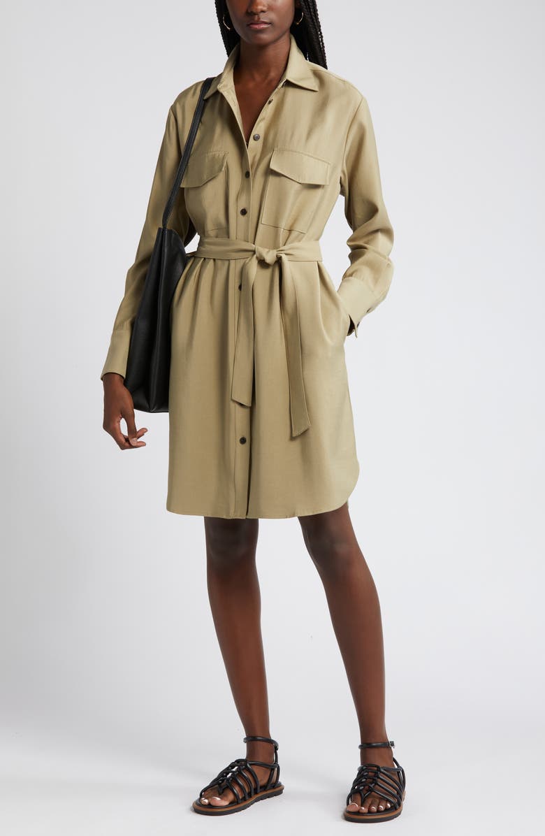 Nordstrom Long Sleeve Belted Shirtdress, Alternate, color, Olive
