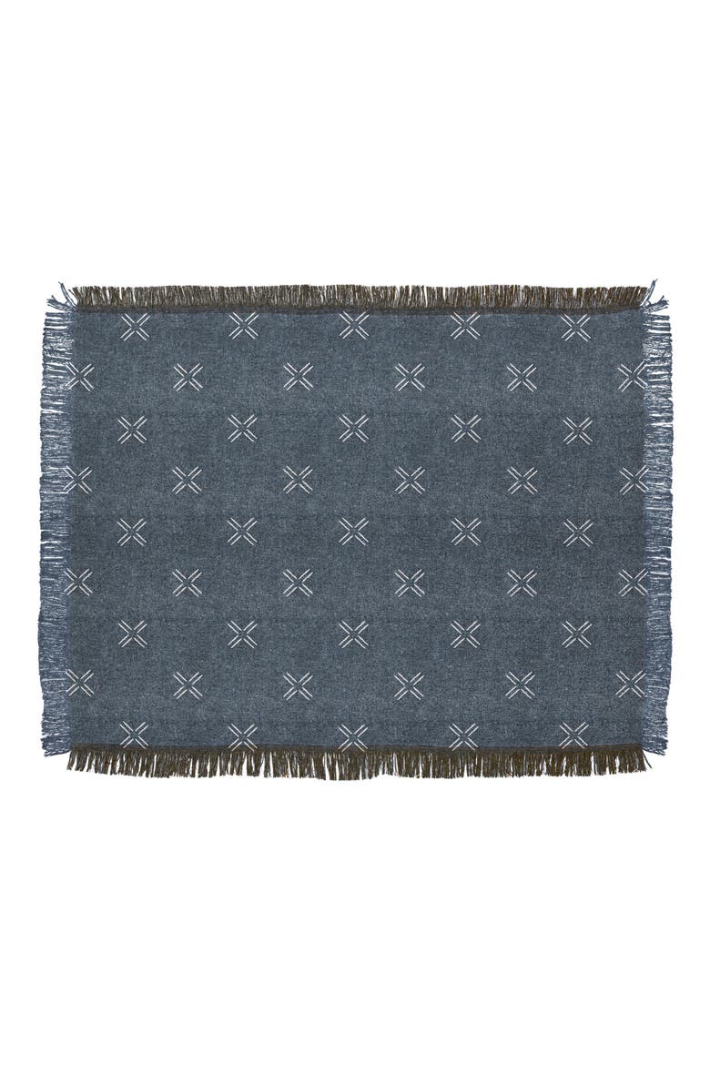 Lad Mud Cloth Throw Blanket, Main, color, BLUE