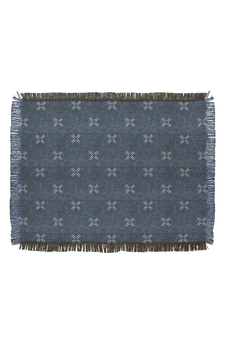 Deny Designs Lad Mud Cloth Throw Blanket, Main, color, Blue