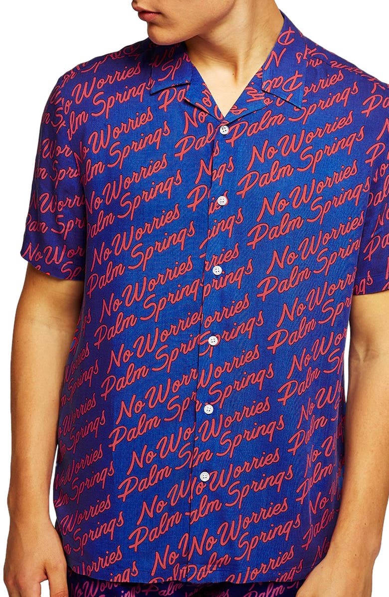 Topman Palm Springs Woven Shirt, Main, color, 