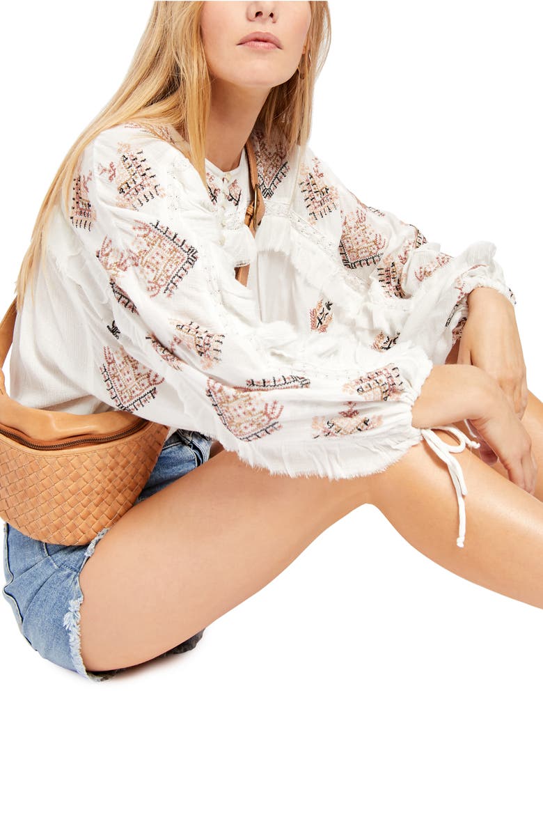 Free People Sweet Emotion Embroidered Blouse, Alternate, color, 