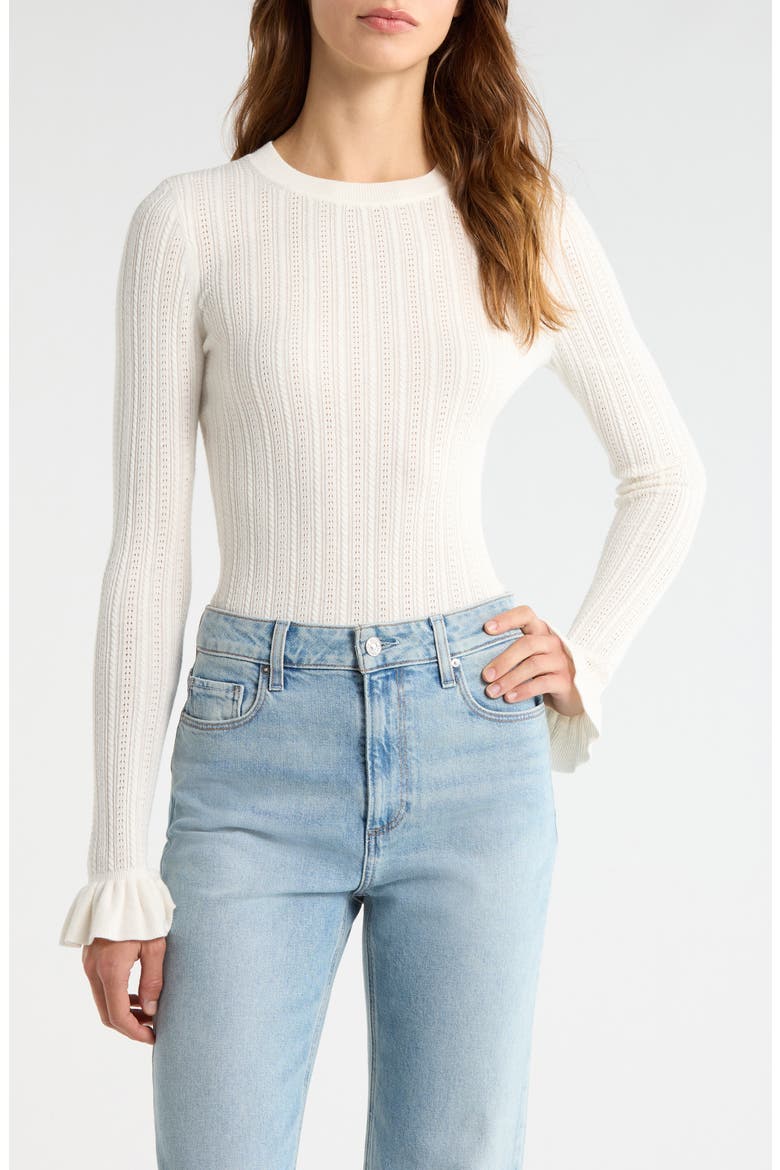 Ophelia Pointelle Stitch Organic Cotton & Silk Blend Sweater, Main, color, IVORY
