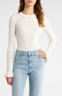 Ophelia Pointelle Stitch Organic Cotton & Silk Blend Sweater