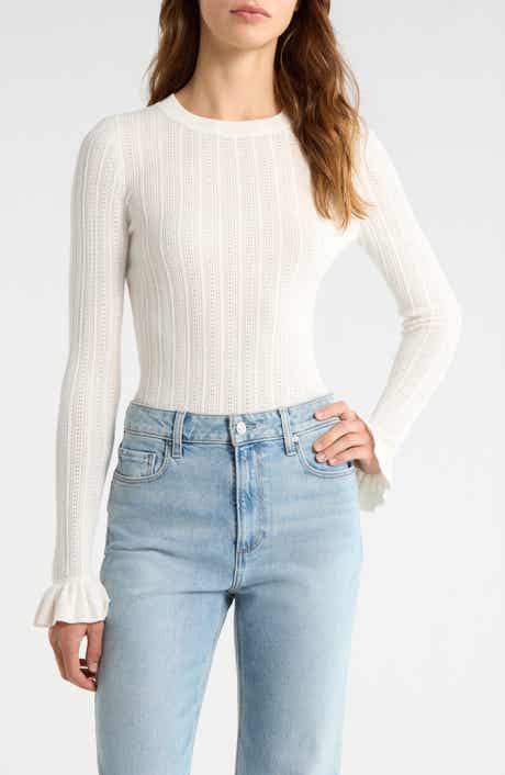 Ophelia Pointelle Stitch Organic Cotton & Silk Blend Sweater