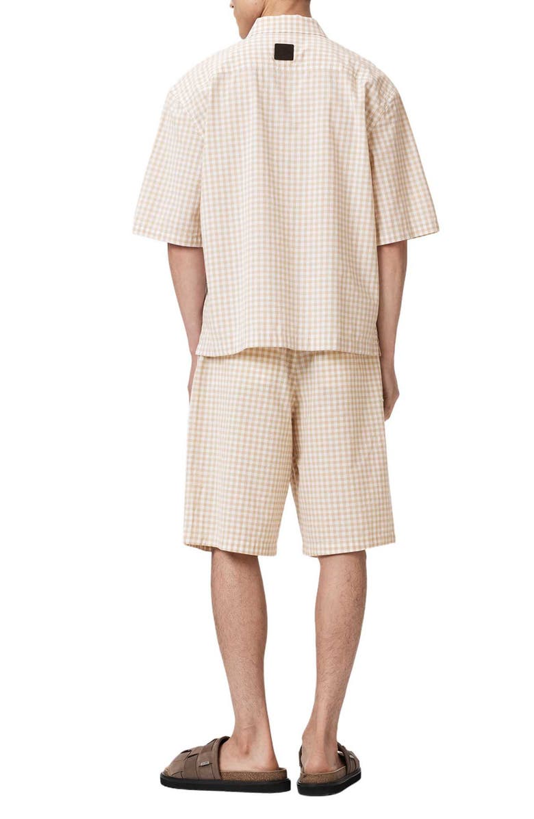 AllSaints Rockland Gingham Check Cotton Drawstring Shorts, Alternate, color, Desert Yellow