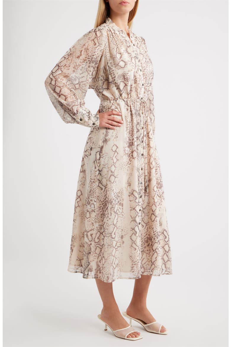 Snake Printed Midi Shirtdress, Alternate, color, NATURAL