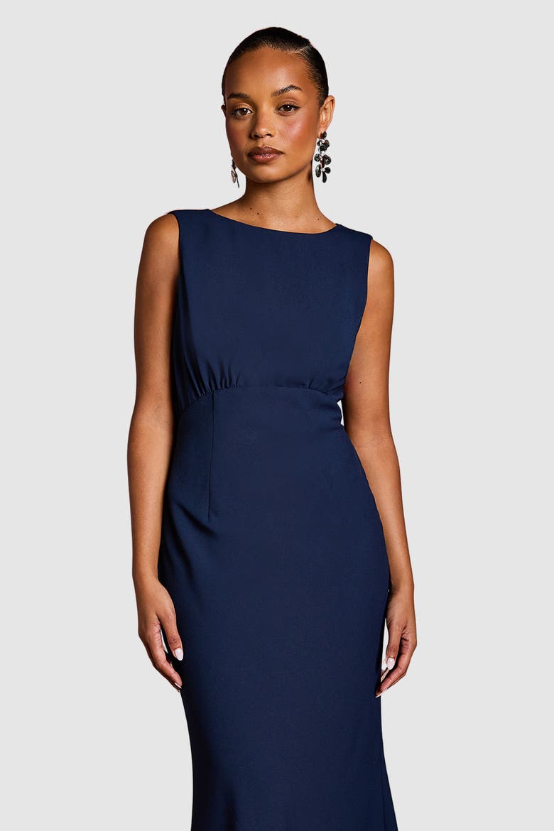 Petite Cowl Back Maxi Dress, Alternate, color, Navy