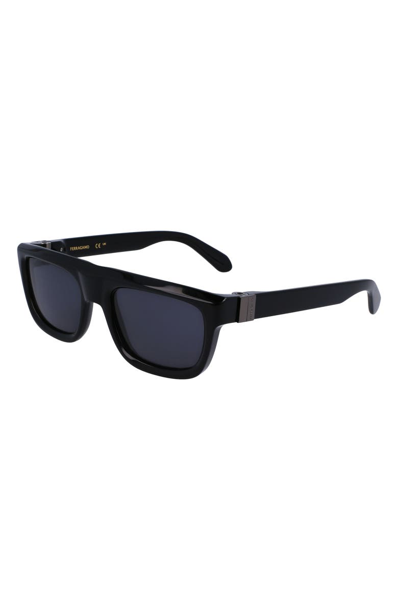 FERRAGAMO Prisma 56mm Square Sunglasses, Alternate, color, Black