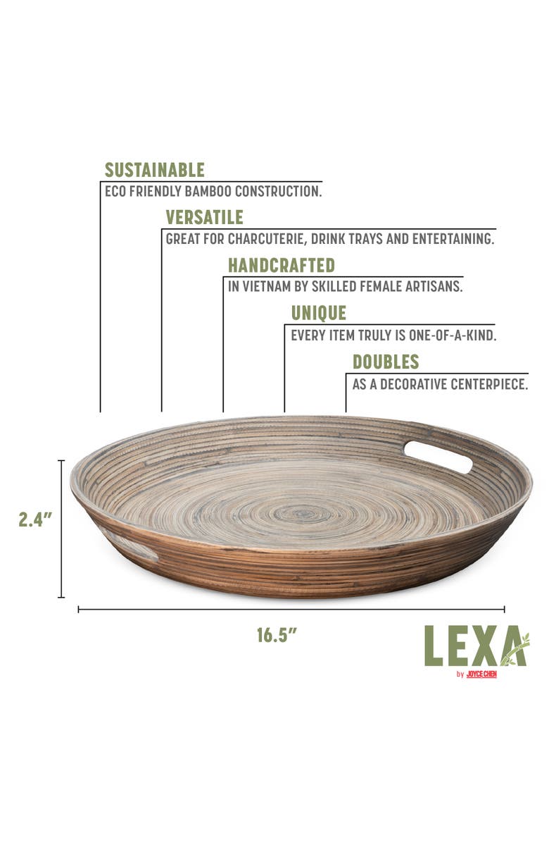 Lexa Serving Tray w/ Handles, Alternate, color, Black Bamboo