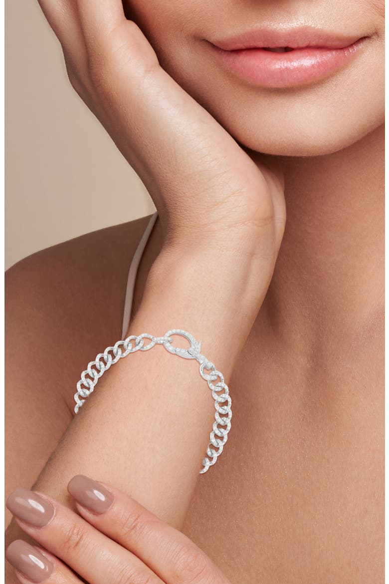 Pavé Clasp Curb Link Bracelet, Alternate, color, SILVER