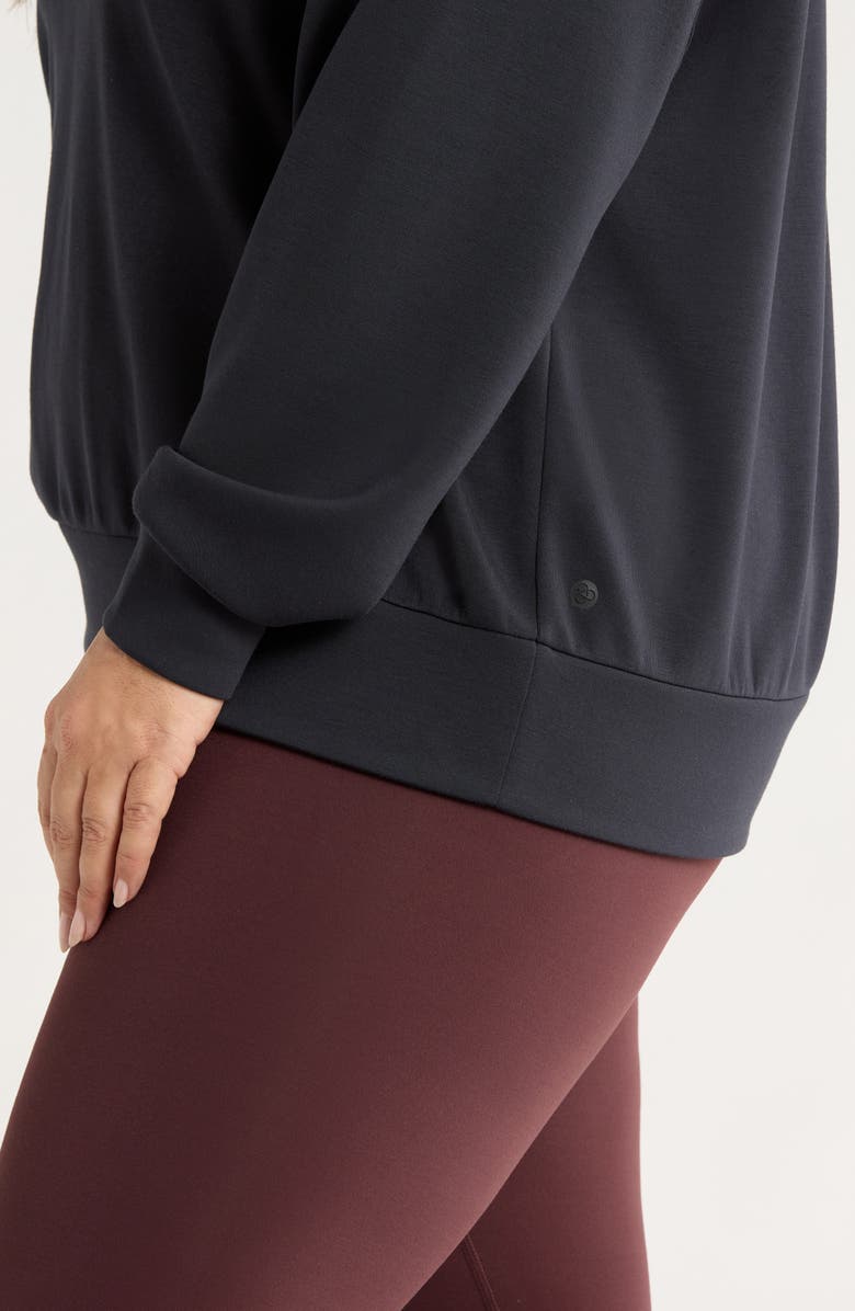 Zella Ultrasoft Boxy Knit Crew Sweatshirt, Alternate, color, Black