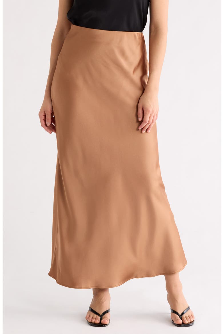 Satin A-Line Skirt, Main, color, CARAMEL