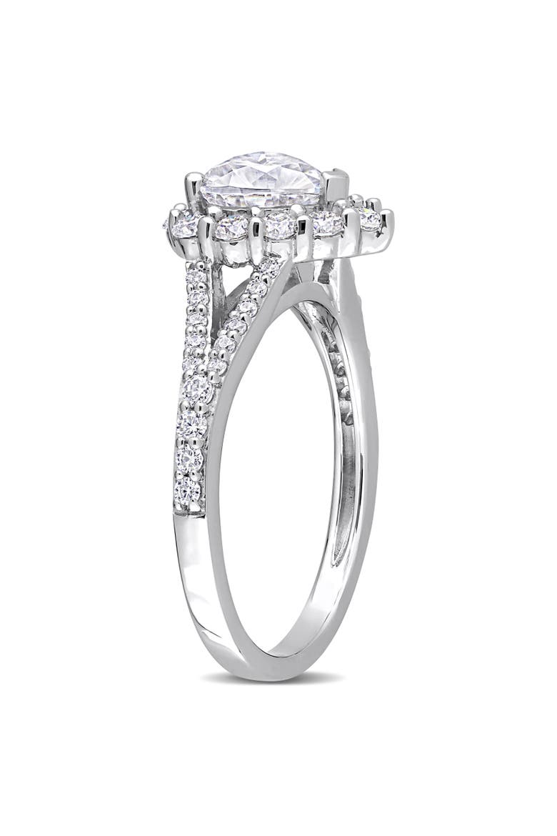 Moissanite Heart Halo Split-Shank Ring, Alternate, color, Sterling Silver