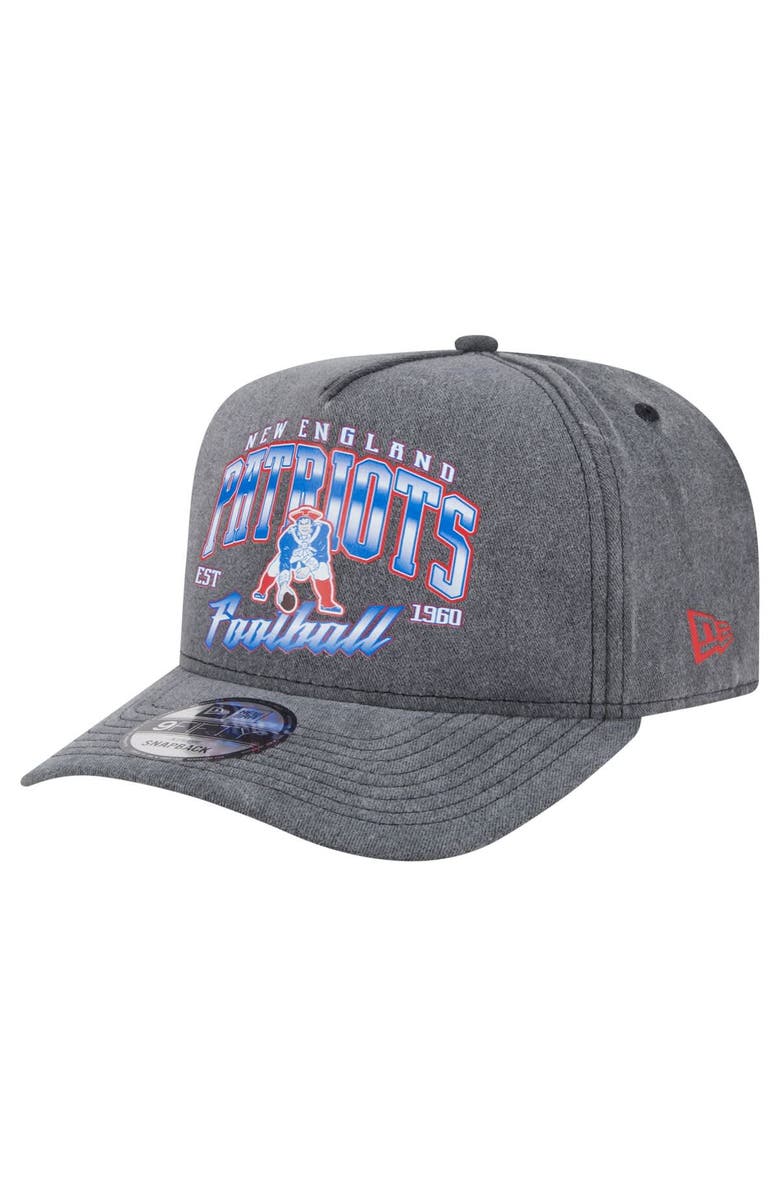 New Era Men's New Era  Black New England Patriots Throwback Washed A-Frame 9FIFTY Snapback Hat, Main, color, 