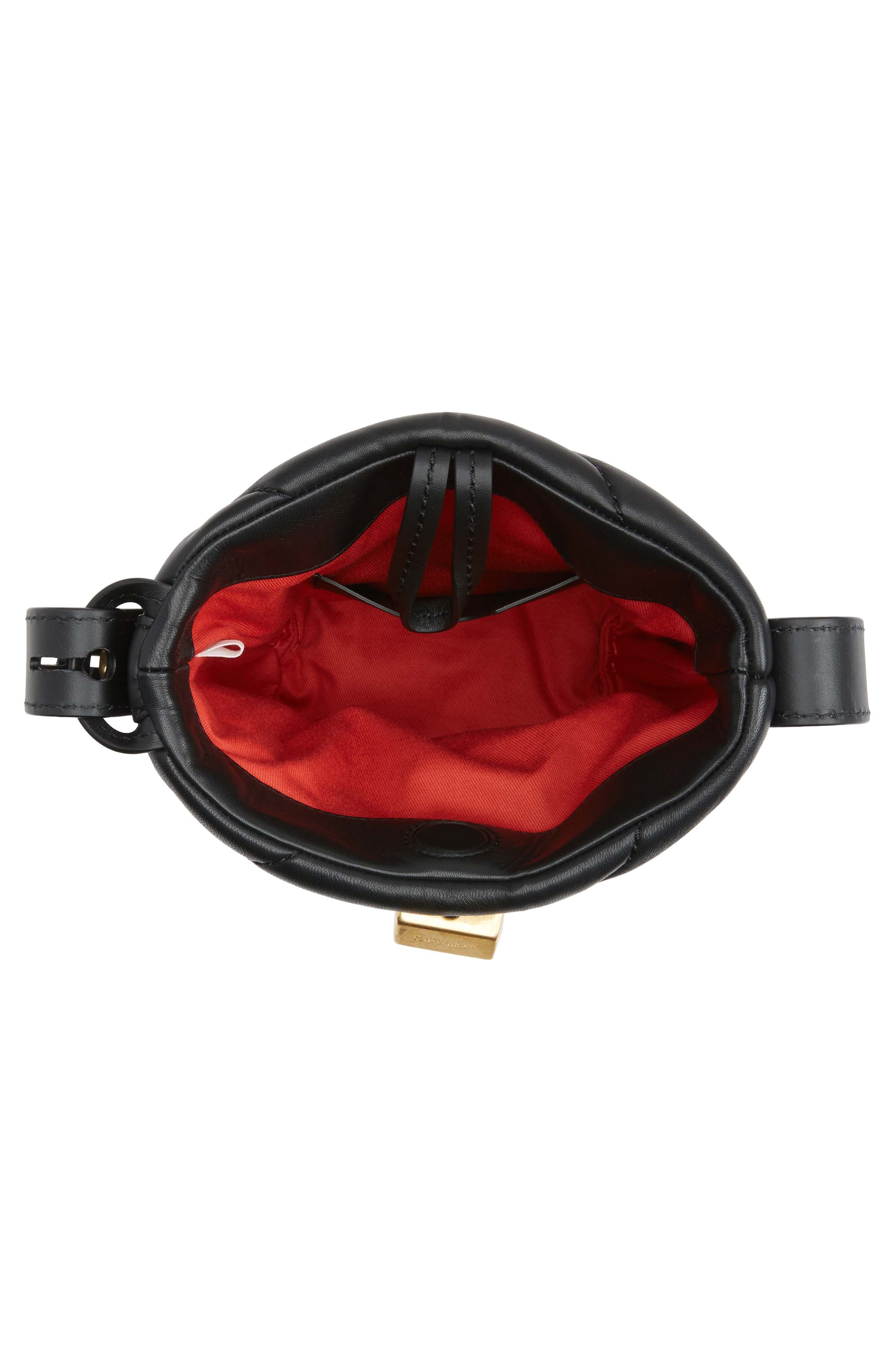 Nailed Quilted Leather Bucket Bag, Alternate, color, BLACK
