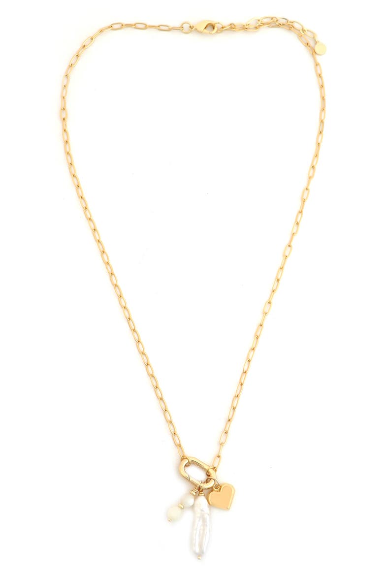 Cultured Pearl Drop Pendant Necklace, Main, color, WHITE
