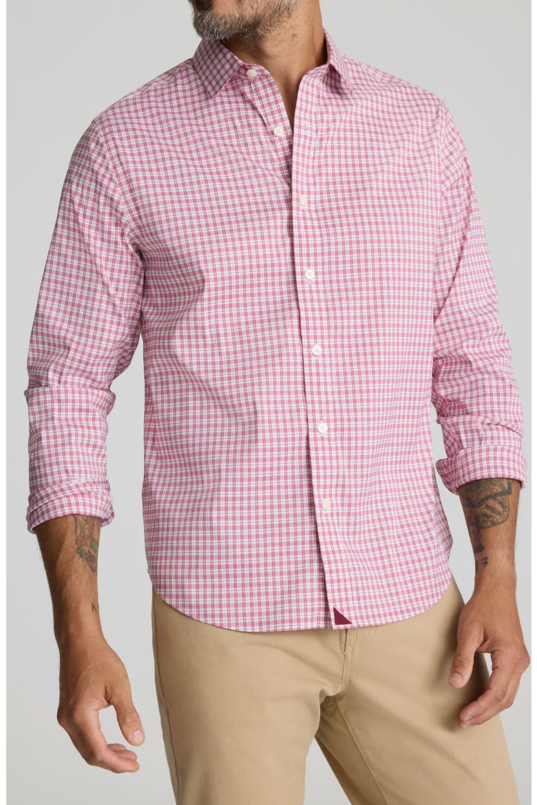 Kaiser Performance Button-Up Shirt, Main, color, MID RED WHITE