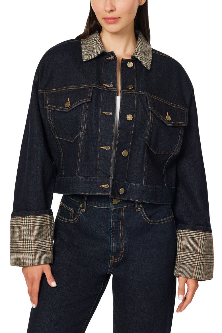 Mixed Media Denim Jacket, Main, color, SEA