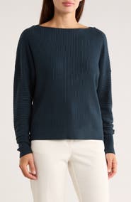 T Tahari Boat Neck Dolman Sleeve Sweater
