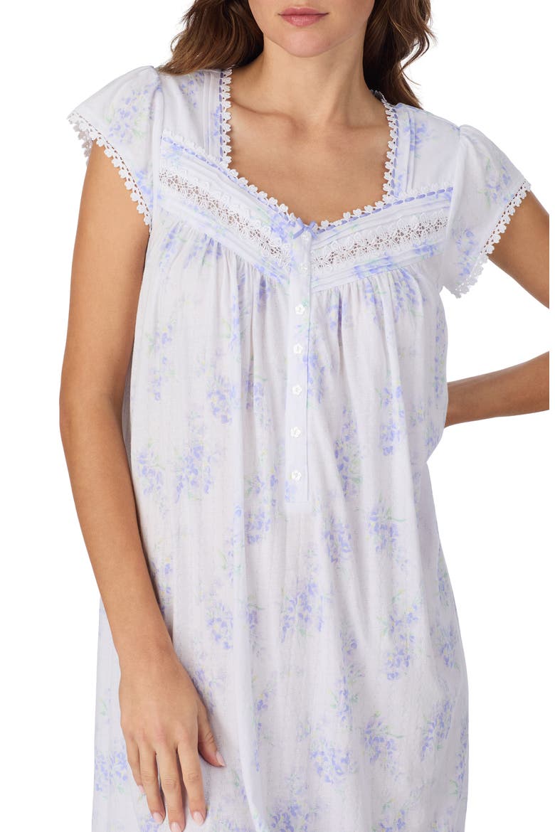 Floral Cotton Waltz Nightgown, Alternate, color, WHITE LILAC
