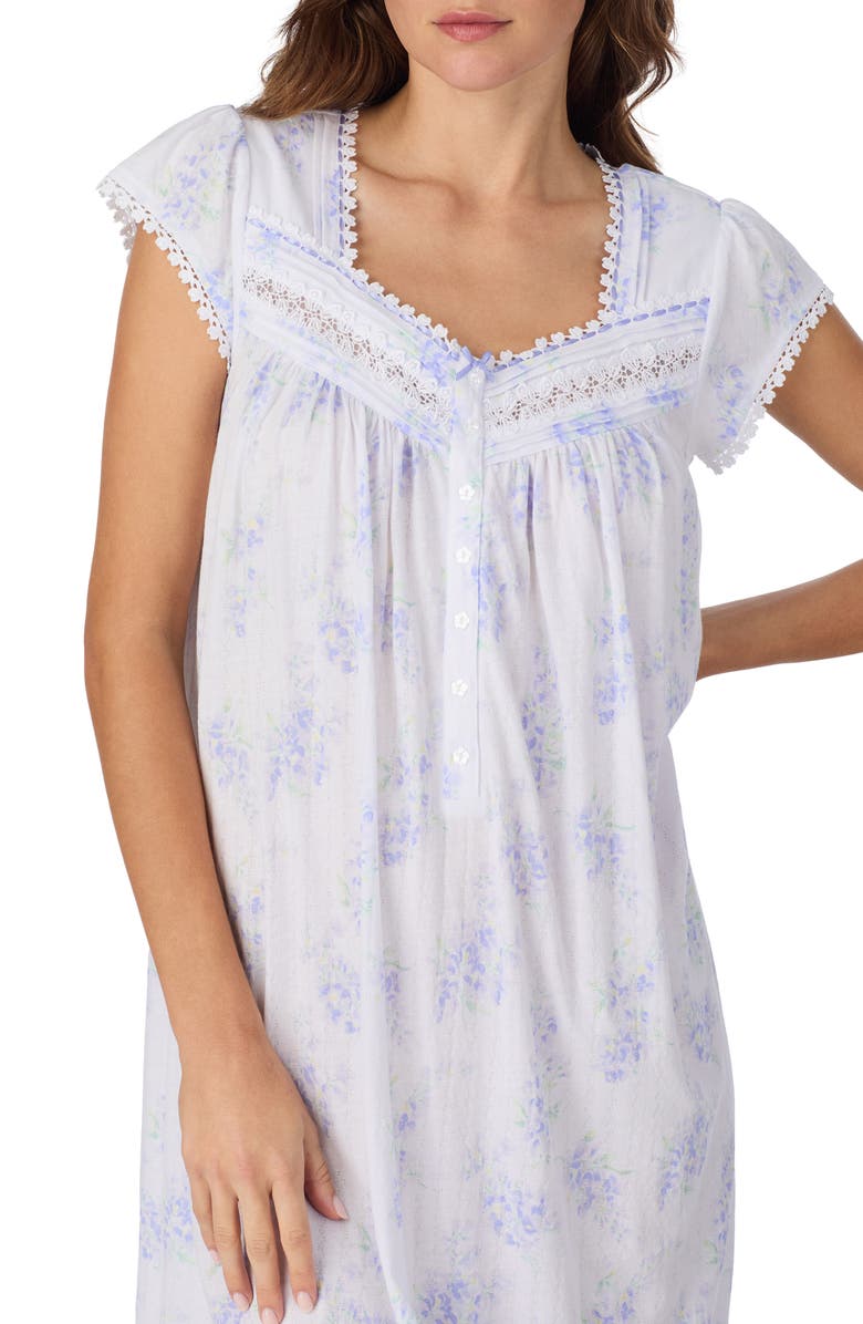 Eileen West Floral Cotton Waltz Nightgown, Alternate, color, White Lilac