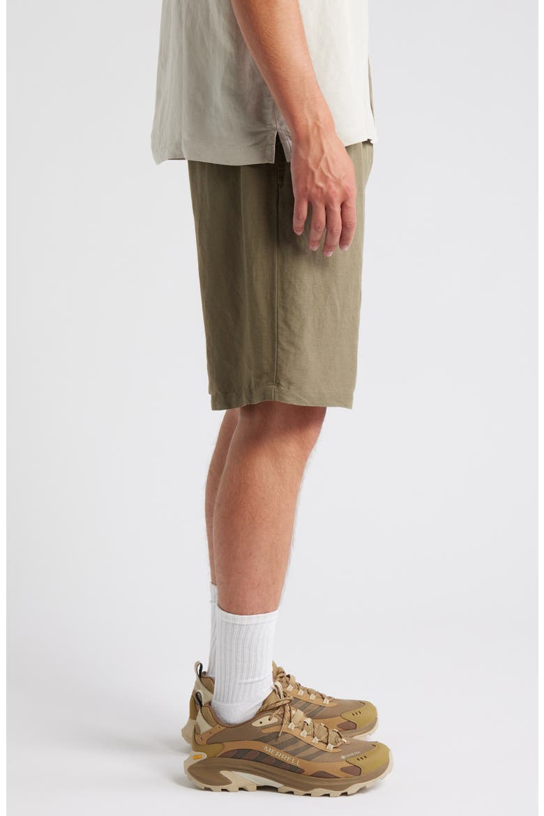 Wide Leg Linen Blend Shorts, Alternate, color, KHAKI