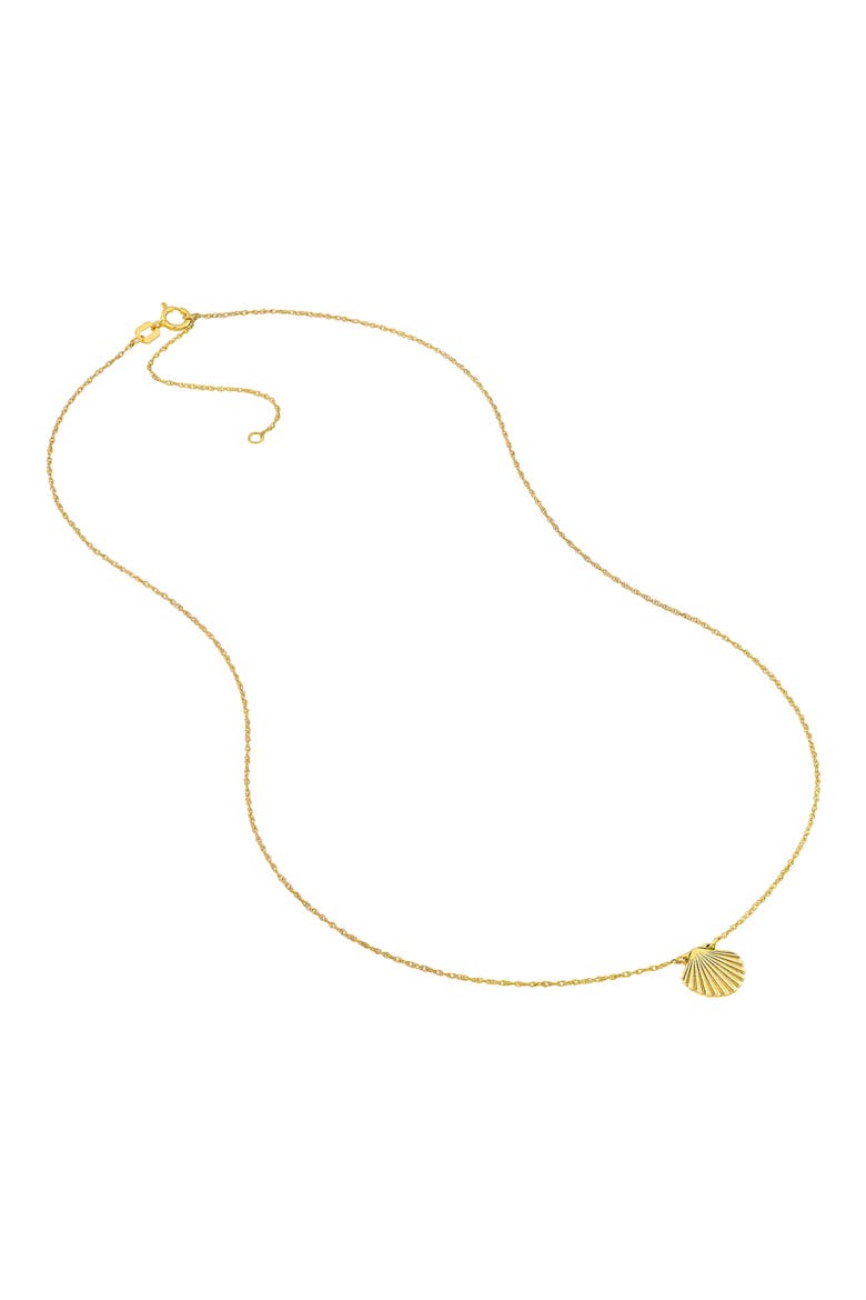 Mini Sculpted Shell Pendant Necklace, Alternate, color, YELLOW GOLD