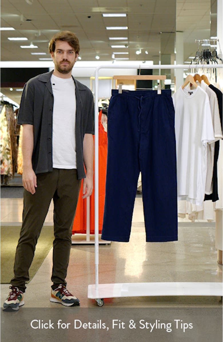 Pleated Linen & Cotton Drawstring Pants, sales video thumbnail