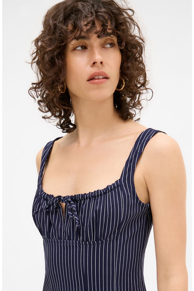 Pinstripe Pinafore Minidress, Alternate, color, BLUE