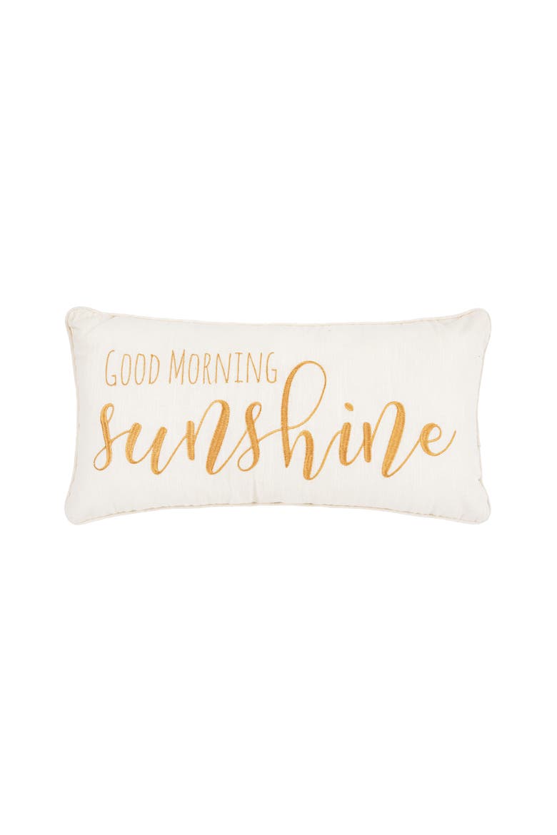 Good Morning Lumbar Cotton Blend Pillow 12" x 24", Main, color, White